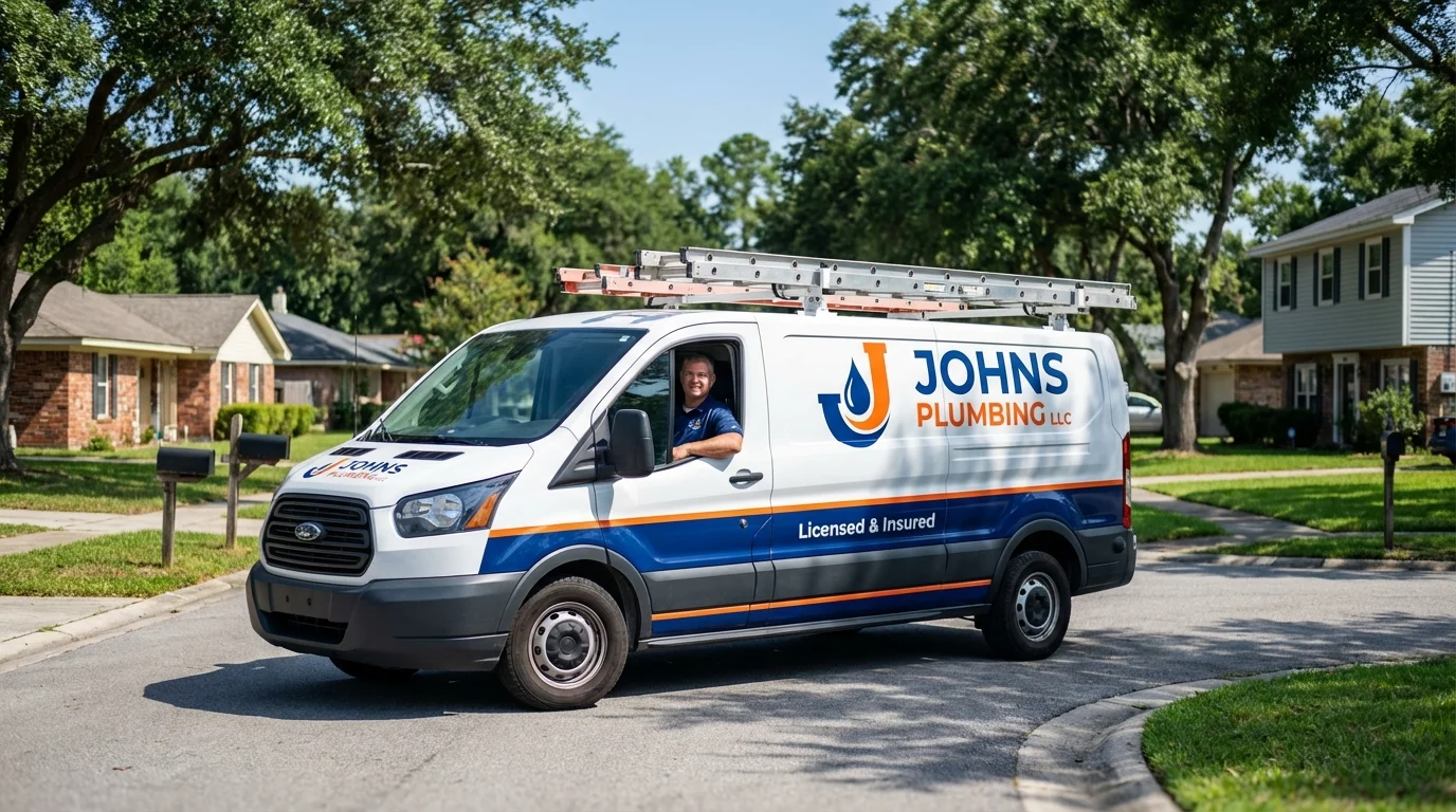 Johns Plumbing LLC service van in Wayland, NY